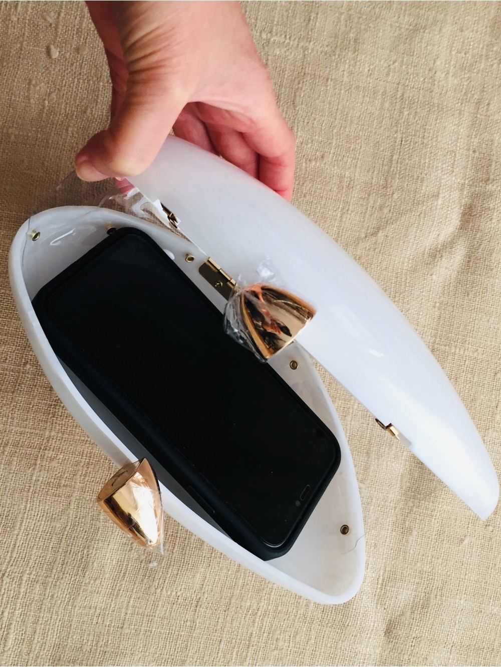 Chic Acrylic Clutch/Handbag/Crossbody (White) - Picture 15 of 16